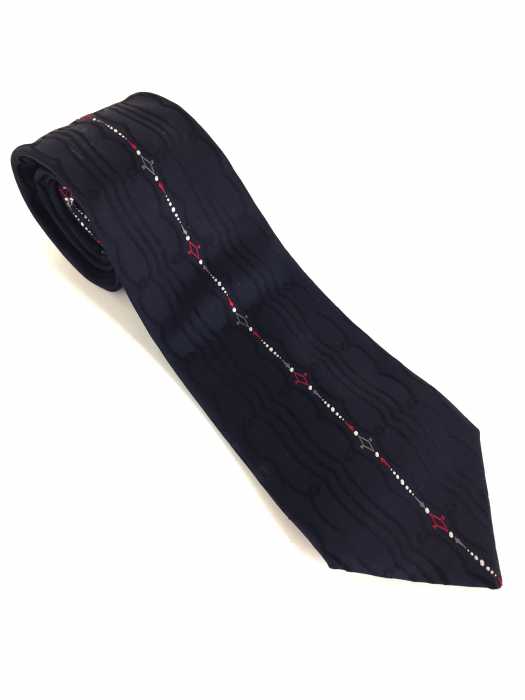 Yohji Yamamoto POUR HOMME (ヨウジヤマモトプールオム) デザイン刺繍ネクタイ シルク メンズ ファッション雑貨