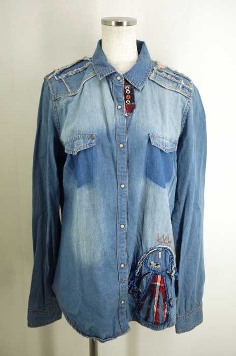 Desigual （デシグアル） リメイク加工デニムウエスタンシャツ レディース トップス