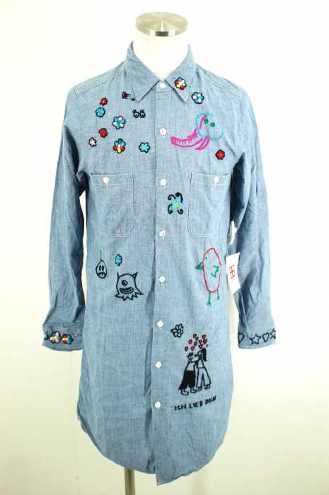 BOHEMIANS （ボヘミアンズ） 刺繍入りシャンブレーシャツワンピース レディース ワンピース