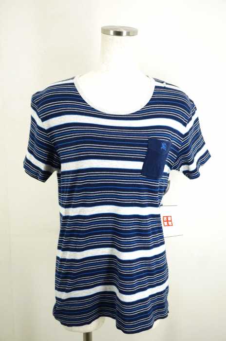 BURBERRY BLACK LABEL （バーバリーブラックレーベル） ロゴ刺繍ボーダー柄ポケットTシャツ レディース トップス