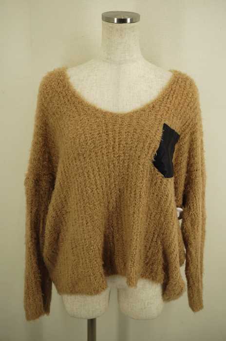 CECIL McBEE（セシルマクビー） フェイクレザーポケットニットトップス レディース トップス