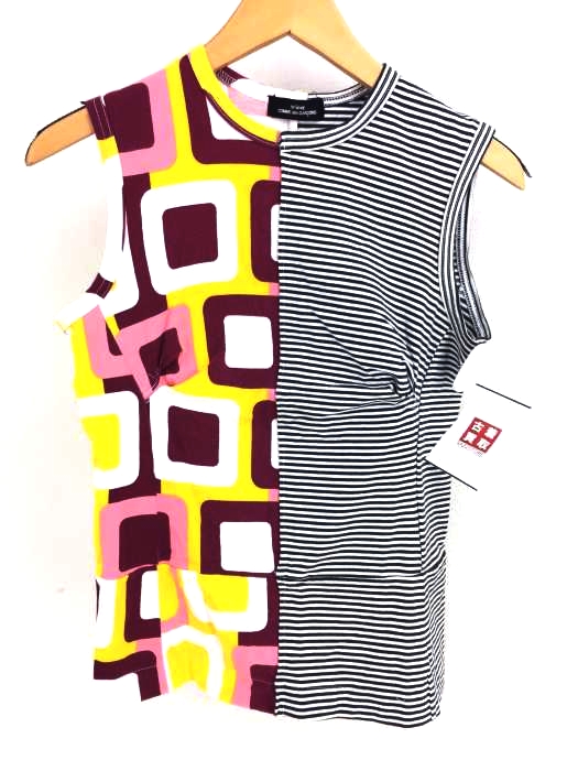 tricot COMME des GARCONS(トリココムデギャルソン) AD2003 ストライプ デザイン切替ノースリーブシャツ レディース トップス