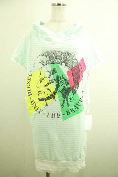 DIESEL （ディーゼル） ブレイブマンプリントボーダービックシルエットTシャツ/ワンピース レディース ワンピース