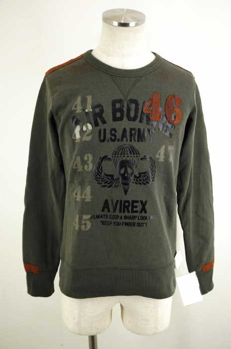 AVIREX （アヴィレックス） レザーパッチクルーネックスウェットトップス メンズ トップス