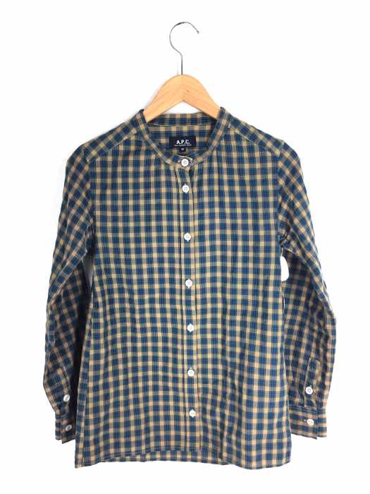 A.P.C. (アーペーセー) バンドカラーチェックシャツ レディース トップス