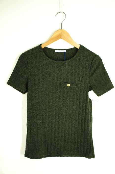 ZARA trafaluc（ザラトラファルック） 金ボタン ショートスリーブリブニットトップス レディース トップス