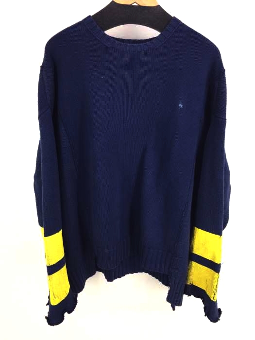 77circa（ナナナナサーカ） 17SS MAKE SWITCHING WIDE SCHOOL KNIT ペンキ加工オーバーサイズニットセーター レディース トップス
