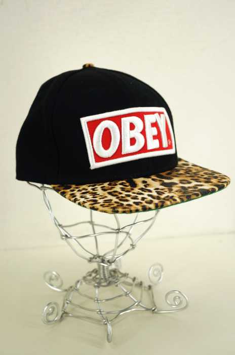 OBEY（オベイ） レオパード切り替えロゴBBキャップ レディース 帽子