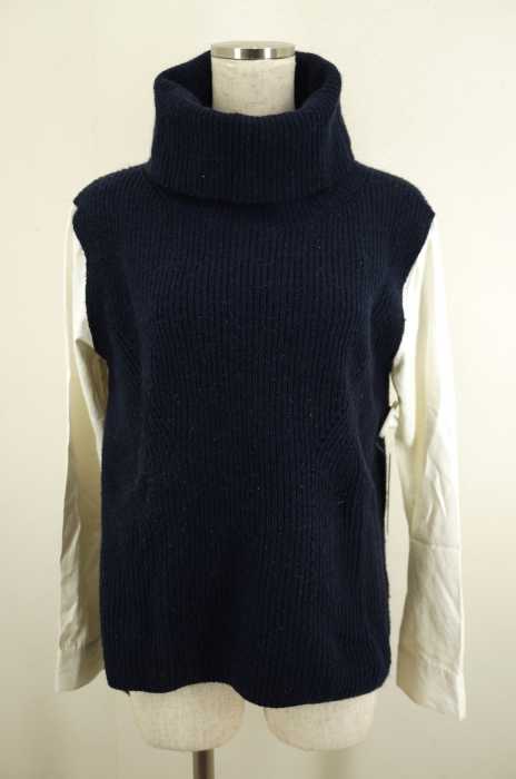 Torrazzo Donna （トラッゾドンナ） ニット布帛切替タートルネックベスト レイヤードプルオーバー レディース トップス