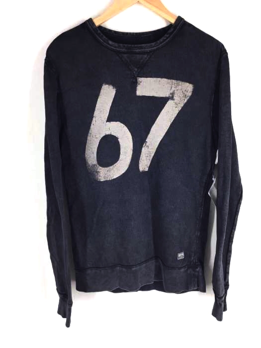 DENIM&SUPPLY RALPH RAUREN(デニムアンドサプライラルフローレン) ブリーチ加工プリントクルーネックトレーナー メンズ トップス