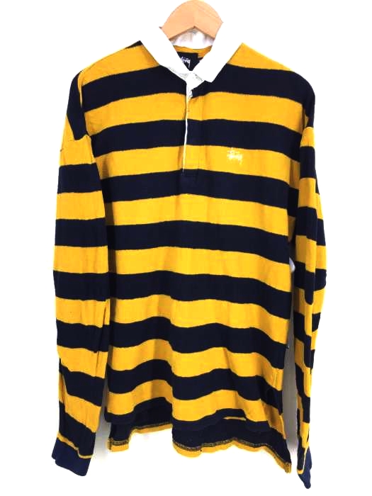 Stussy(ステューシー) ロゴ入りボーダー柄 ラガーシャツ メンズ トップス