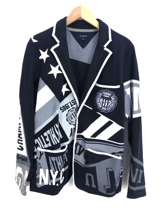 TOMMY（トミー） ワッペン付き 総柄 2Bテーラードジャケット メンズ アウター