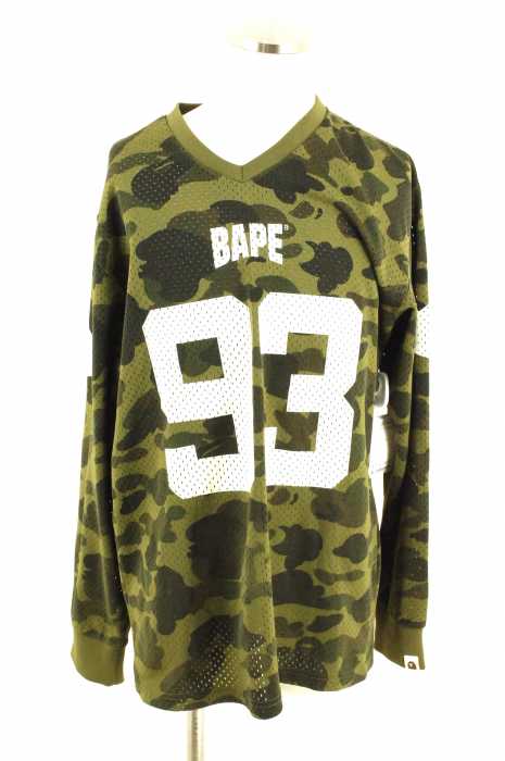 A BATHING APE (アベイシングエイプ) 1ST CAMO MESH FOOTBALL LONG SLEEVE TEE メンズ トップス
