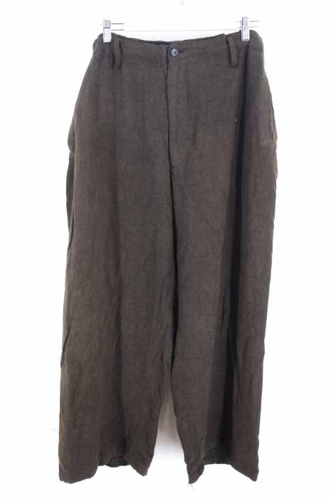 Y's for men（ワイズフォーメン） 04AW リネン混 ポケットステッチデザイン ワイドスラックス メンズ パンツ