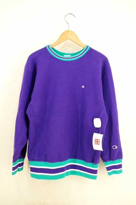 Champion（チャンピオン） REVERSE WEAVE 青単タグ復刻 リブボーダースウェット メンズ トップス