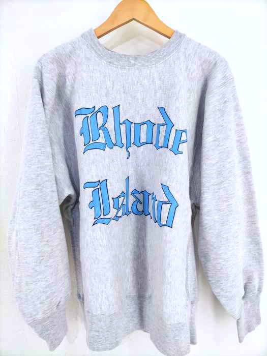 Champion（チャンピオン） 90S REVERSE WEAVE 刺繍タグ後期 USA製 RHODE ISLAND ラバー二段プリント クルーネックスウェット メンズ トップス