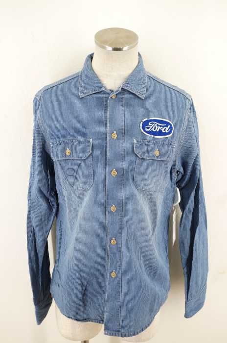 JAG BEACH (ジャグビーチ) ワッペン付ユーズド加工ストライプシャツ メンズ トップス