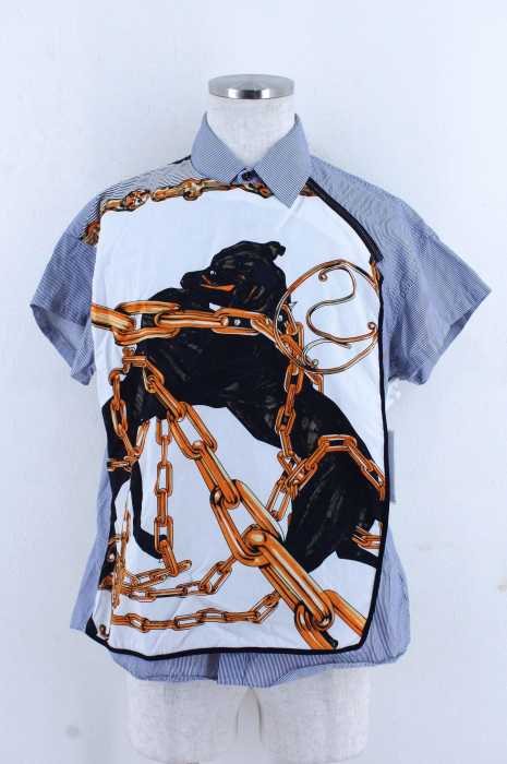 yoshio kubo (ヨシオクボ) スカーフ付ストライプ柄シャツ メンズ トップス