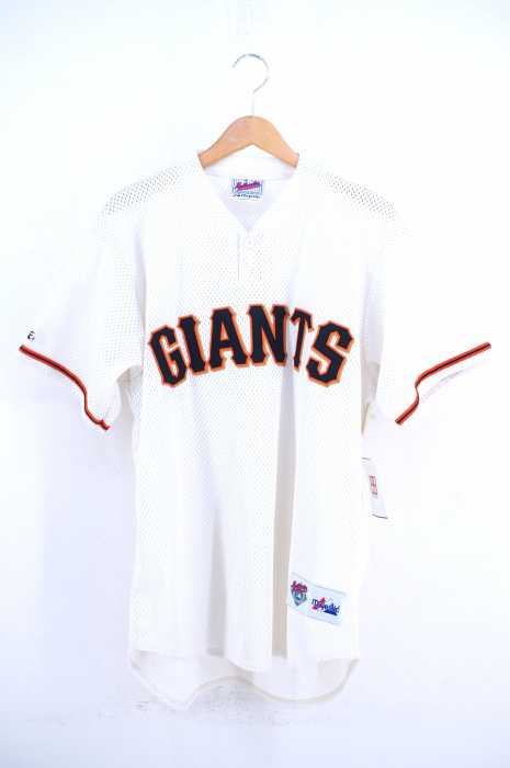 USED古着  （ユーズドフルギ） Majestic USA製 GIANTS ベースボールシャツ メンズ トップス