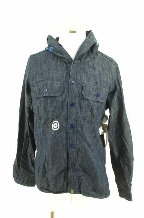 A BATHING APE (アベイシングエイプ) シャーク デニムフーデッドシャツ メンズ トップス