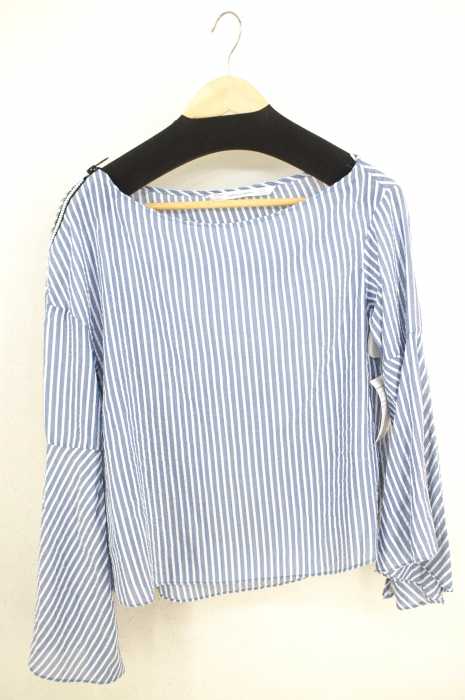 ZARA trafaluc(ザラトラファルック) シアサッカーベルスリーブブラウス レディース トップス