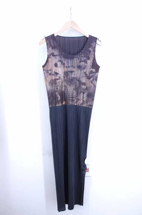 PLEATS PLEASE ISSEY MIYAKE（プリーツプリーズイッセイミヤケ） 転写プリントプリーツマキシドレス レディース ワンピース