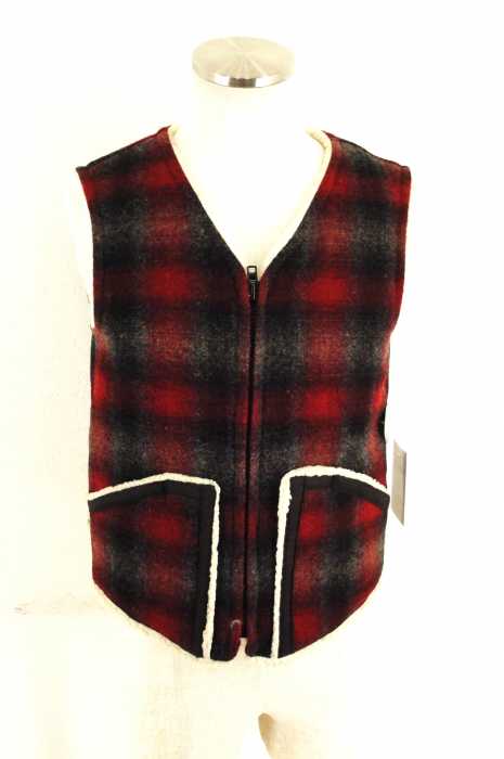 Johnson Woolen Mills（ジョンソンウーレンミルズ） シャドーチェック裏ボアベスト メンズ アウター