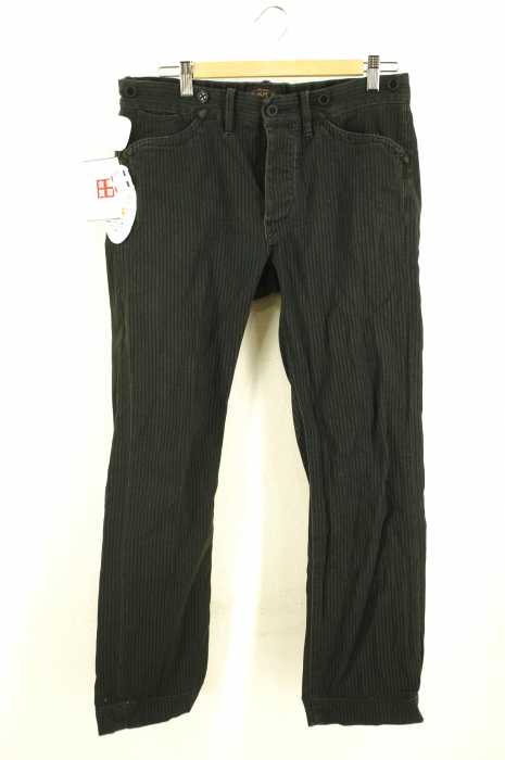 RRL RALPH LAUREN （ダブルアールエル ラルフローレン） USED加工　ヘリンボーン ストライプ シンチバック ワークパンツ メンズ パンツ