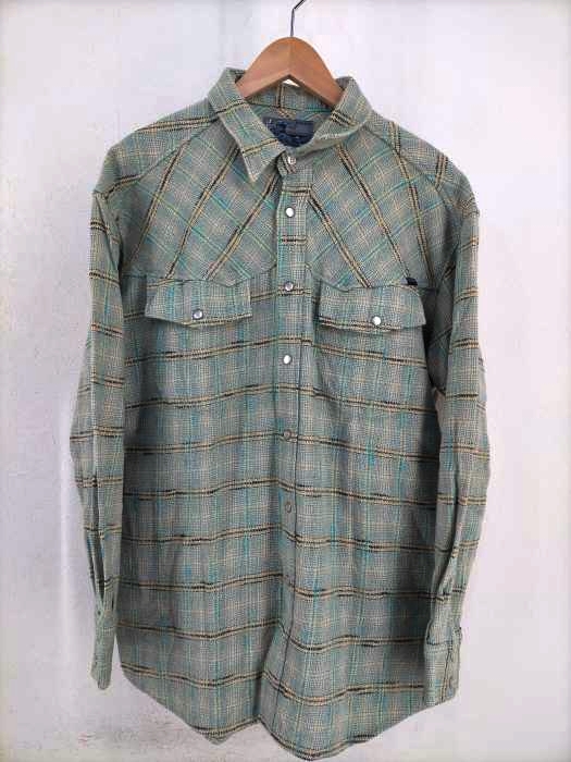 KENZO JEANS（ケンゾージーンズ） 90s 葛飾北斎タグ チェック柄 ウールウエスタンシャツ メンズ アウター