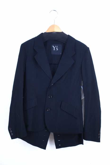 Y's （ワイズ） コットンシルクバックボタン装飾燕尾ジャケット レディース アウター