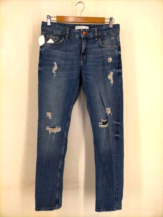 ZARA BASIC（ザラベーシック） Z1975 RELAXED RIPS ユーズド加工入りミッドライズデニムパンツ レディース パンツ