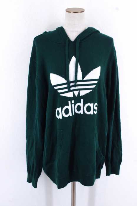 adidas (アディダス) トレフォイルロゴコットンニットプルオーバーパーカー メンズ トップス