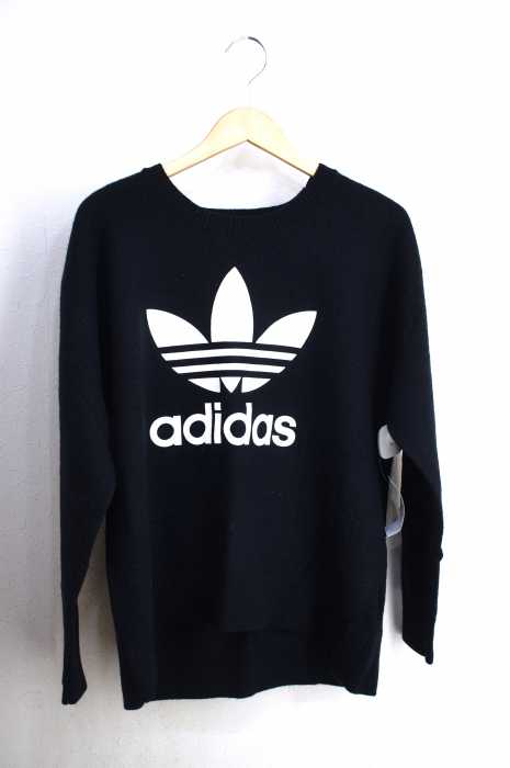 adidas Originals （アディダスオリジナルス） WOOL TREFOIL CREW BLACK トレフォイルロゴニット レディース トップス