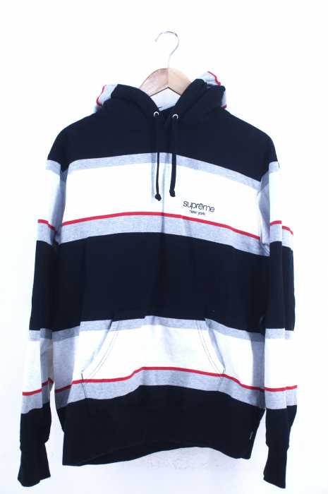 Supreme （シュプリーム） クラシックロゴ刺繍パーカー Stripe Hooded Sweatshirt メンズ トップス