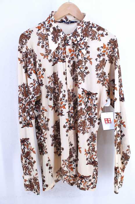 USED古着  （ユーズドフルギ） 花柄ポリエステルシャツ メンズ トップス