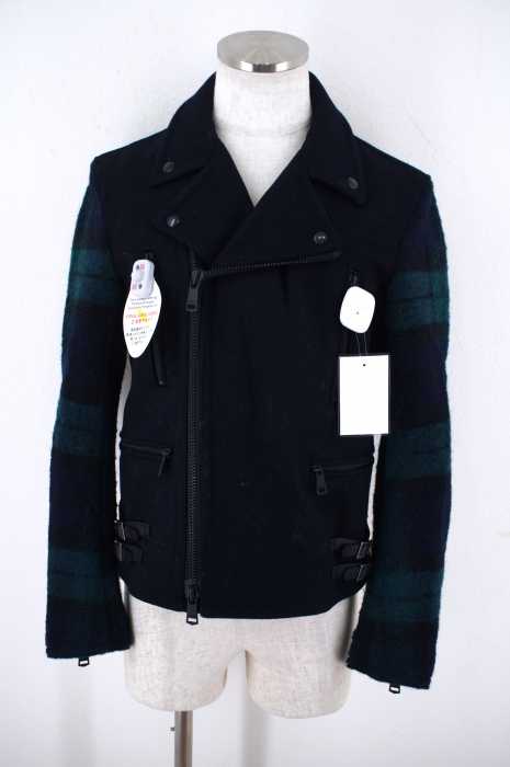 BURBERRY BLACK LABEL (バーバリーブラックレーベル) ウールライダースジャケット メンズ アウター
