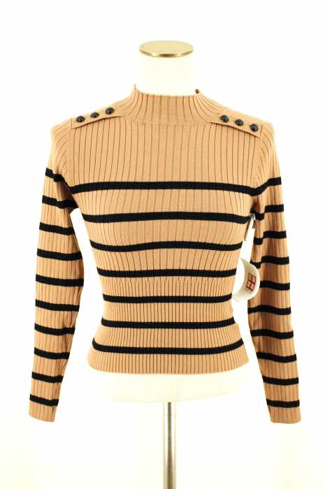 Lily Brown (リリーブラウン) 15AW ボタン付ボーダーニットトップス レディース トップス