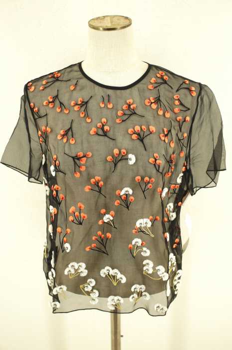 MOTHER OF PEARL (マザーオブパール) 刺繍シースル半袖ブラウス レディース トップス