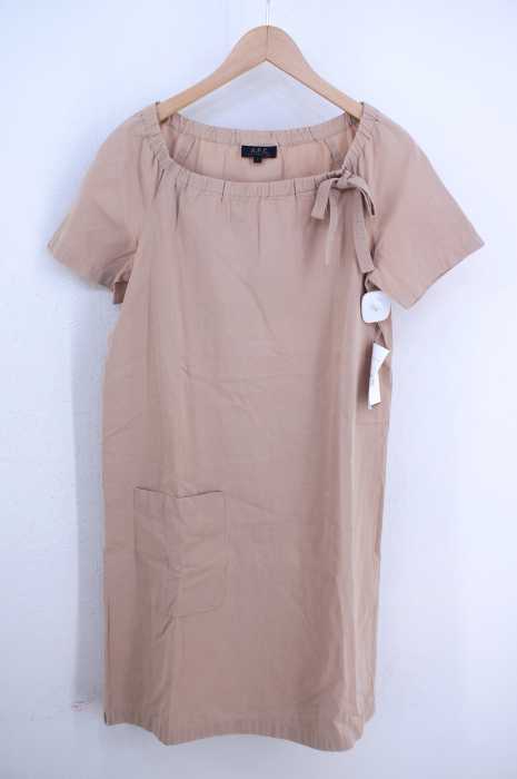A.P.C. (アーペーセー) リボン装飾 コットンS/Sプルオーバーワンピース レディース ワンピース