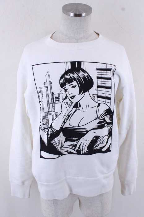 C.E (シーイー) 13AW ガールイラストクルーネックコットンニット メンズ トップス