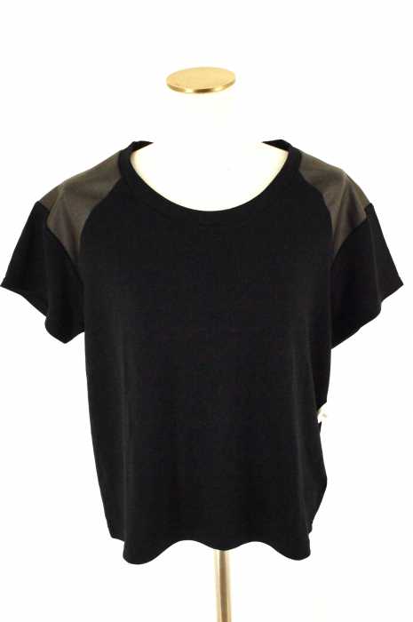 GLOBAL WORK（グローバルワーク） フェイクレザー切替ラグランTシャツ レディース トップス