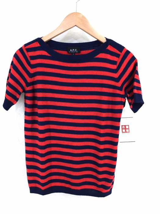 A.P.C.（アーペーセー） ウールシルクボーダー柄クルーネックTシャツ レディース トップス