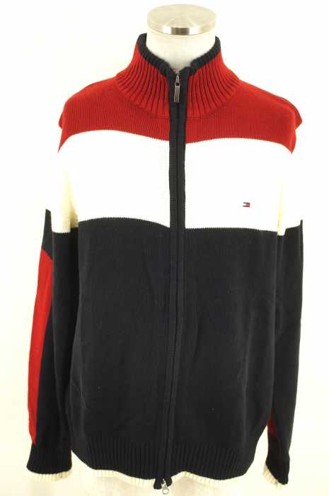 TOMMY HILFIGER （トミーヒルフィガー） ロゴ入り　ジップアップニット メンズ トップス