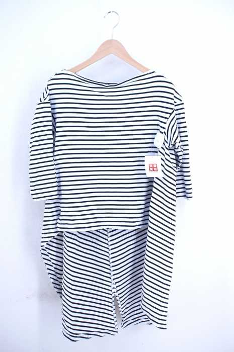 Americana（アメリカーナ） ボーダーバックロングハーフスリーブTee レディース トップス
