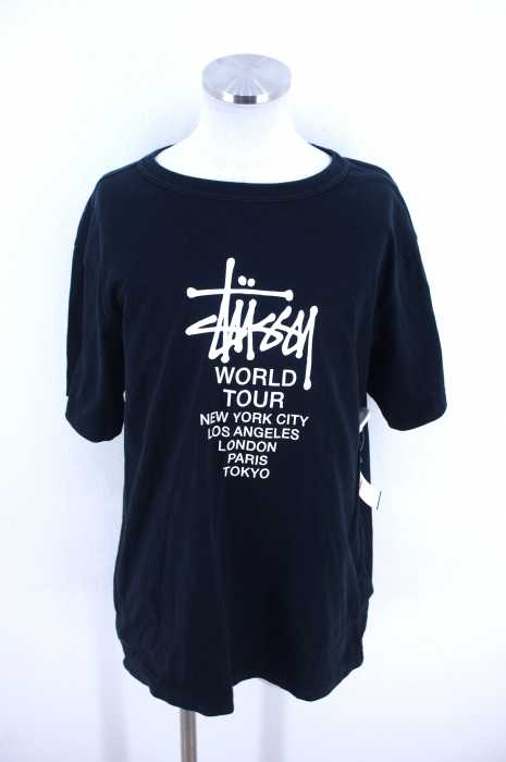 STUSSY×Champion (スチューシー×チャンピオン) ワールドツアーロゴプリントTシャツ メンズ トップス