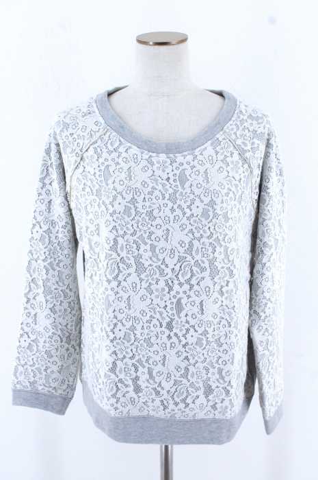 Balcony and Bed （バルコニーアンドベッド） SWEAT & LACE MIX バックジップレース切替スウェットトップス レディース トップス