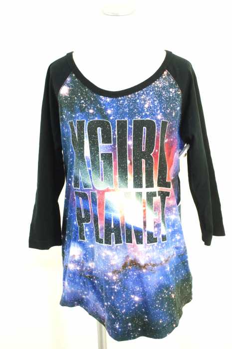 X-girl （エックスガール） 宇宙柄ラグランTシャツ レディース トップス