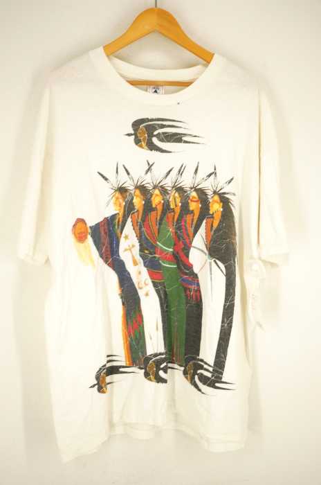 USED古着 (ユーズドフルギ) 80S-90S USA製 DELTA インディアンプリントTシャツ メンズ トップス