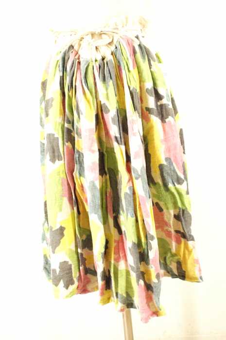 tumugu: （ツムグ） リネン混総柄スカート レディース スカート