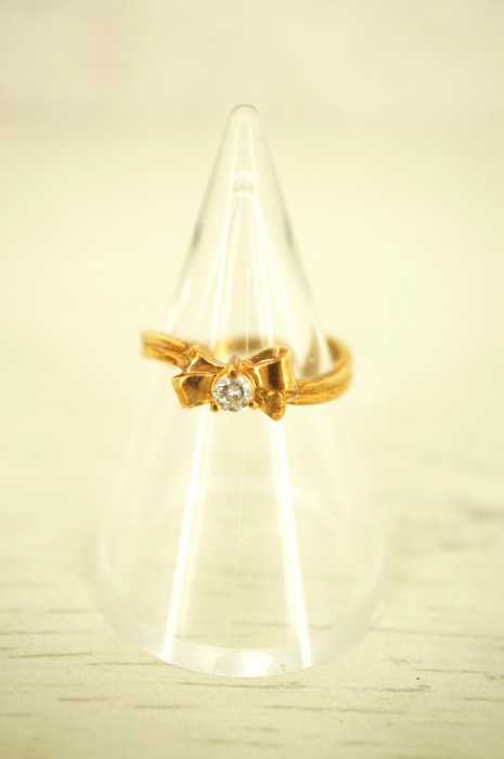 USED （ブランド不明） K18 0.1ct　リボンモチーフリング レディース アクセサリー